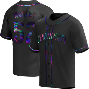 Vance Worley Men's Cincinnati Reds Replica Alternate Jersey - Black Holographic