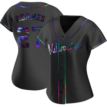 Willy Adames Women's Milwaukee Brewers Replica Alternate Jersey - Black Holographic