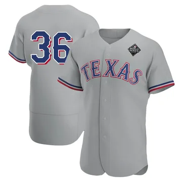 Wyatt Langford Men's Texas Rangers Authentic Road 2023 World Series Jersey - Gray