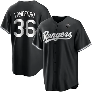 Wyatt Langford Men's Texas Rangers Replica Black 2023 World Series Jersey - White