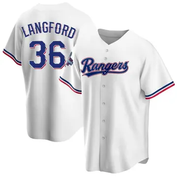 Wyatt Langford Men's Texas Rangers Replica Home 2023 World Series Champions Jersey - White