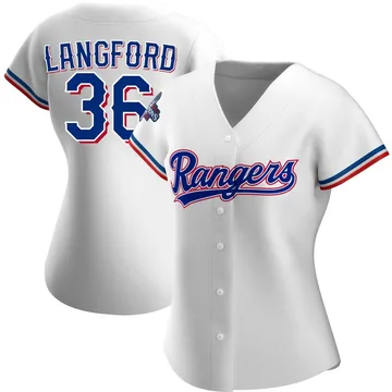 Wyatt Langford Women's Texas Rangers Authentic Home 2023 World Series Champions Jersey - White