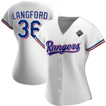 Wyatt Langford Women's Texas Rangers Authentic Home 2023 World Series Jersey - White