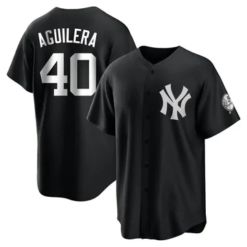 Yedrinson Aguilera Men's New York Yankees Replica Jersey - Black/White