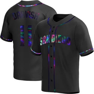 Yu Darvish Men's San Diego Padres Replica Alternate Jersey - Black Holographic