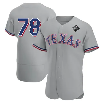 Zachary Kent Men's Texas Rangers Authentic Road 2023 World Series Jersey - Gray