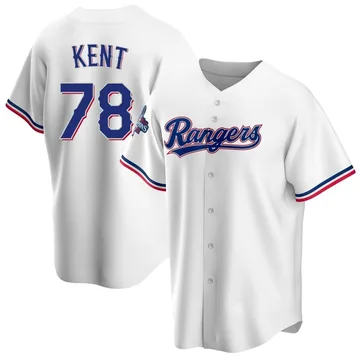 Zachary Kent Men's Texas Rangers Replica Home 2023 World Series Champions Jersey - White