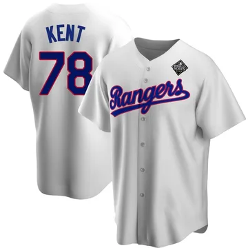 Zachary Kent Youth Texas Rangers Replica Home Cooperstown Collection 2023 World Series Jersey - White