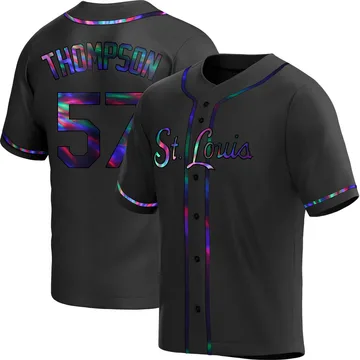 Zack Thompson Men's St. Louis Cardinals Replica Alternate Jersey - Black Holographic